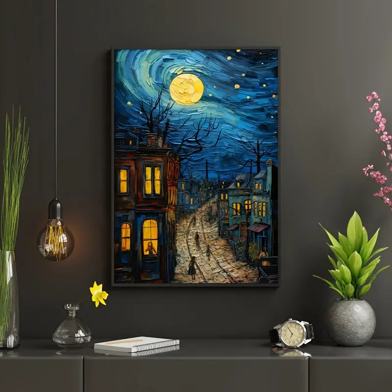 1pc Vincent van Gogh "Starry Night" Canvas Art Print - Vibrant Oil Painting Reproduction, Unframed Wall Decor for Living Room, Bedroom, Home Office, Dorm | Classic/Artistic Style, Vertical Orientation June Wall Art