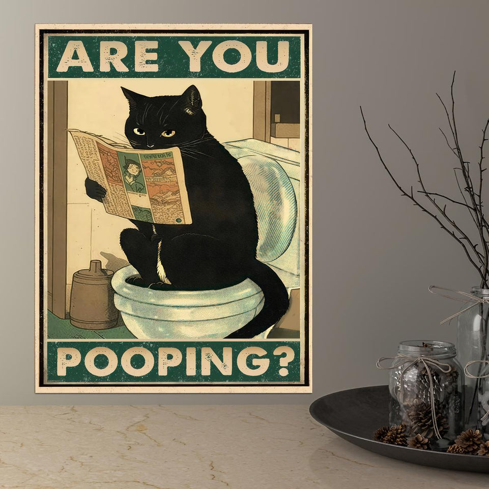 1pc Canvas Poster, Inspirational Quote Wall Art, Are You Pooping Black Cat Kitten Watching Newspaper In Toilet, Funny Animal Poster, Vintage Retro Art, For Living Room Wall Decor/ Room Decor/ Home Decor, No Frame, Halloween Decoration https://www.temu.com/search_result.html?search_key=601099516946631