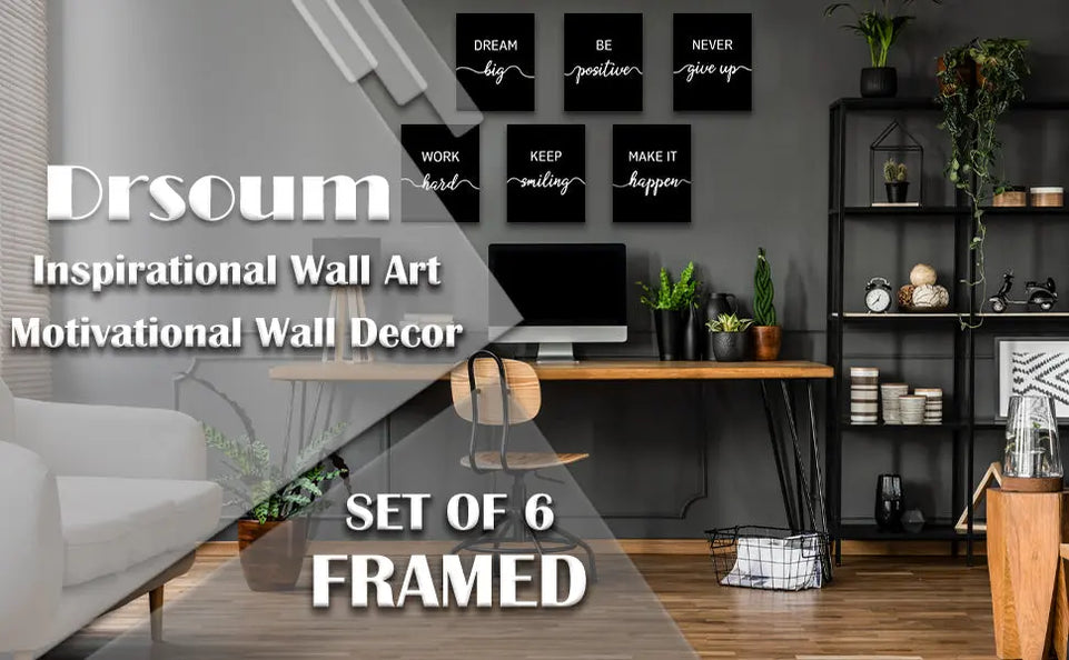 Drsoum Motivational Wall Decor Inspirational Office Wall Art Black Quotes Wall Art for Living Room Encouraging Canvas Posters for Office Bedroom Sayings for Wall Decor - 8” x10” x6 PCS (Framed) https://www.amazon.com/dp/B0C6LPVLRF