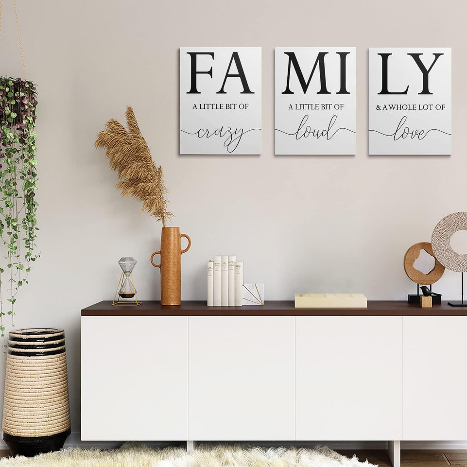 GUBIYU Home Family Wall Decor, Set of 3 Inspirational Canvas Prints Black and White Framed Canvas Art Paintings Wood Wall Decoration for Dining Room Bedroom Living Room 12"x16" https://www.amazon.com/dp/B09X196N64