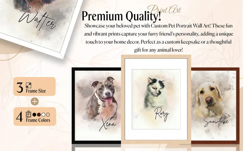 Custom Pet Portrait Wall Art - Create Your Own Watercolor Painting from Your Photo - Personalized Dog, Cat, Pet Wall Decor - Keepsake for Pet Enthusiasts, Upload Image of Your Favorite Pet, USA Made https://www.amazon.com/dp/B0DKQPDS9H