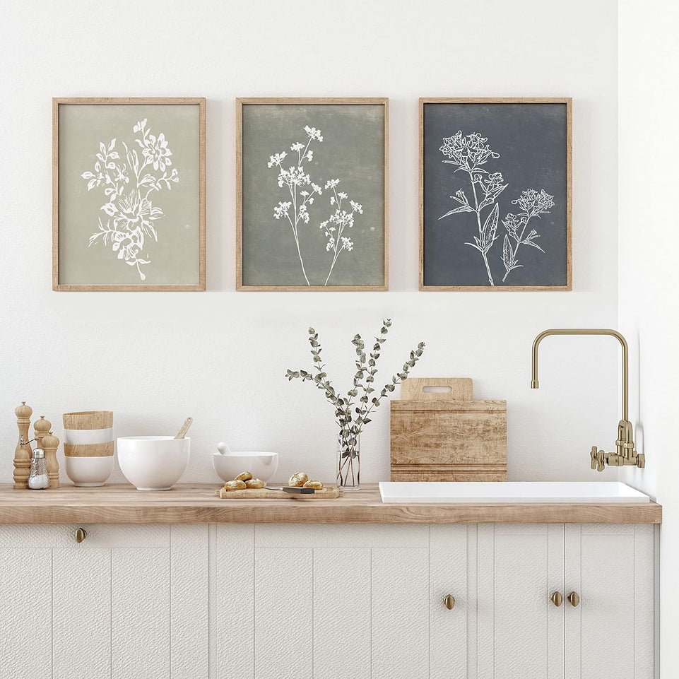 Framed Boho Wall Art Set of 4 for Wooded Minimalist Botanical Print Wall Art for Rustic Vintage Farmhouse Home Kitchen Wall Decor (Brown, 11x14) https://www.amazon.com/dp/B0BS9RNJDX