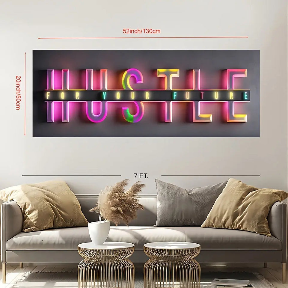 1pc Unframed Hustle For Your Future Painting, Creative Canvas Poster, Canvas Wall Art, Artwork Wall Painting For Gift, Bedroom, Office, Living Room, Cafe, Bar, Wall Decor, Home And Dormitory Decor June Wall Art