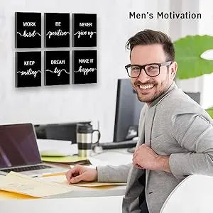 Drsoum Motivational Wall Decor Inspirational Office Wall Art Black Quotes Wall Art for Living Room Encouraging Canvas Posters for Office Bedroom Sayings for Wall Decor - 8” x10” x6 PCS (Framed) https://www.amazon.com/dp/B0C6LPVLRF