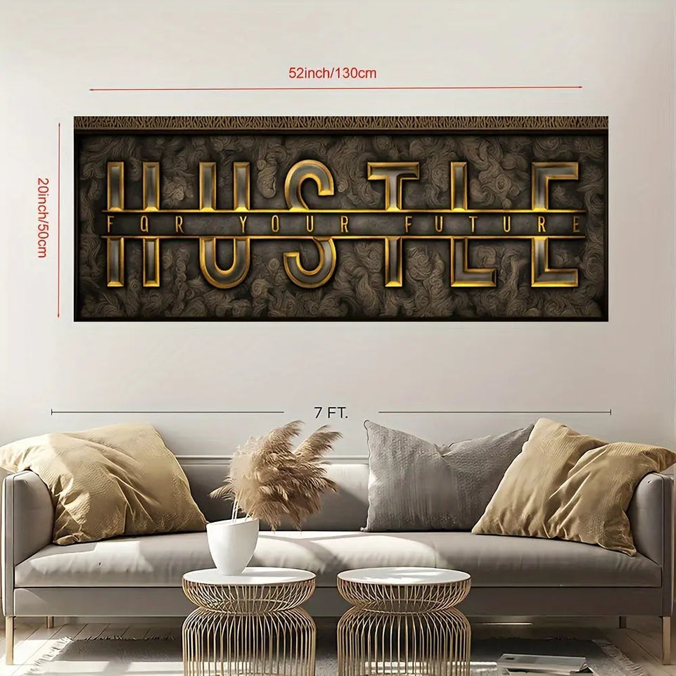 1pc Unframed Hustle For Your Future Painting, Creative Canvas Poster, Canvas Wall Art, Artwork Wall Painting For Gift, Bedroom, Office, Living Room, Cafe, Bar, Wall Decor, Home And Dormitory Decor June Wall Art