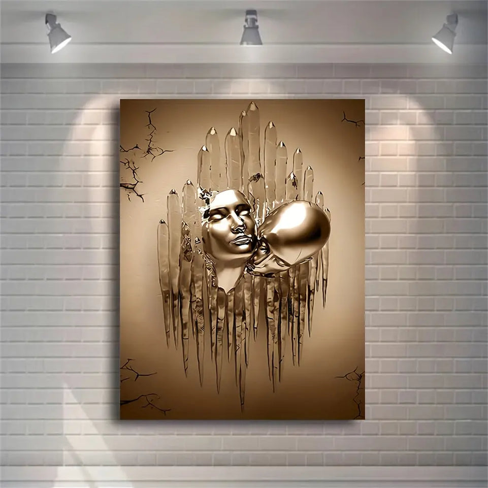 Love Couples Kissing Hug Abstract Canvas Painting - 1pc Wall Art for Bathroom Bedroom Office Living Room Home Decor - No Frame June Wall Art