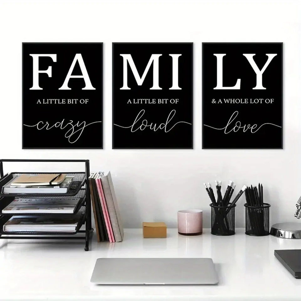 Luxury Minimalist 3pcs/set Frameless Canvas Wall Art - Decorative Paintings for Living Room - Family Writing No Frame June Wall Art