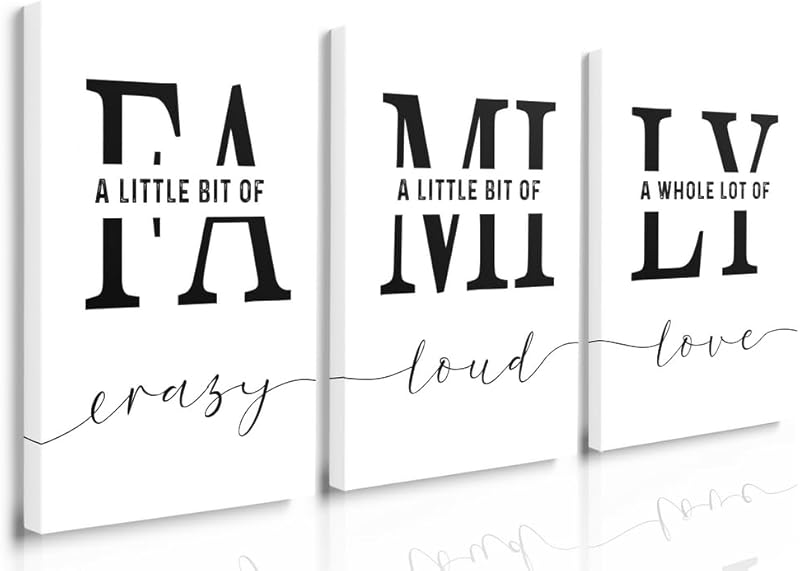 GUBIYU Home Family Wall Decor, Set of 3 Inspirational Canvas Prints Black and White Framed Canvas Art Paintings Wood Wall Decoration for Dining Room Bedroom Living Room 12"x16" https://www.amazon.com/dp/B09X196N64
