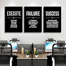 Framed Canvas Wall Art Success Quote For Office, Black Large Positive Motivational Poster, Set of 3, Execute Failure Definition, Inspirational Print (A-3pcs,12x16inchx3pcs) https://www.amazon.com/dp/B08CVF24C6
