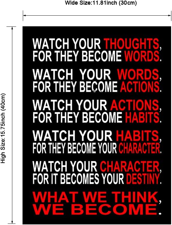 Pyradecor Watch Your Thoughts Motivational Classroom Poster Modern Canvas Prints Wall Art Paintings Ready to Hang for Office Living Room Home Decorations Stretched Pictures Artwork https://www.amazon.com/dp/B076PKMR4S