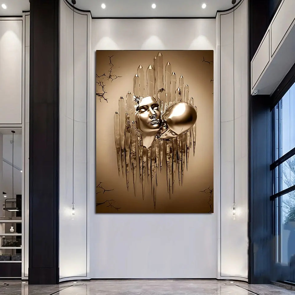 Love Couples Kissing Hug Abstract Canvas Painting - 1pc Wall Art for Bathroom Bedroom Office Living Room Home Decor - No Frame June Wall Art