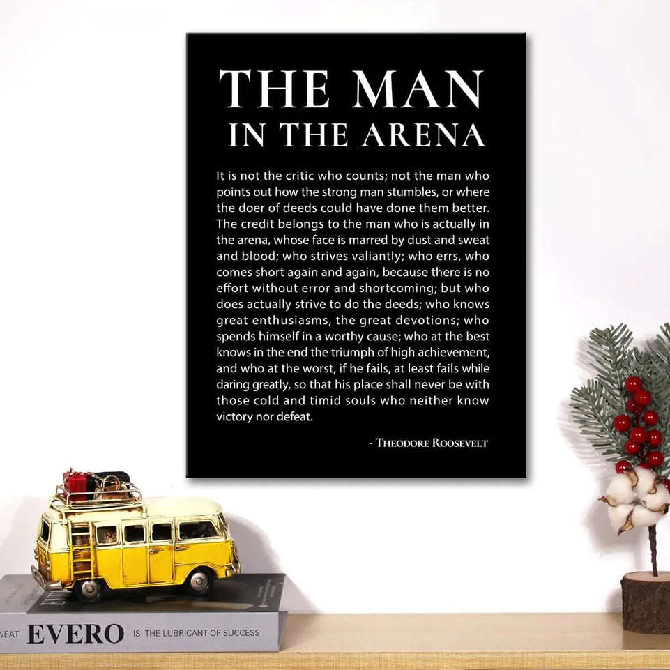 Inspirational Canvas Wall Art Motivational the Man in the Arena Quote Canvas Print Positive Speech Quotes Canvas Painting Office Home Wall Decor Framed Gift 12x15 Inches (Black) https://www.amazon.com/dp/B0CSSQS6WZ