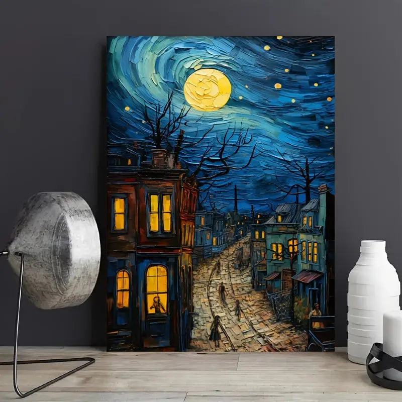 1pc Vincent van Gogh "Starry Night" Canvas Art Print - Vibrant Oil Painting Reproduction, Unframed Wall Decor for Living Room, Bedroom, Home Office, Dorm | Classic/Artistic Style, Vertical Orientation June Wall Art