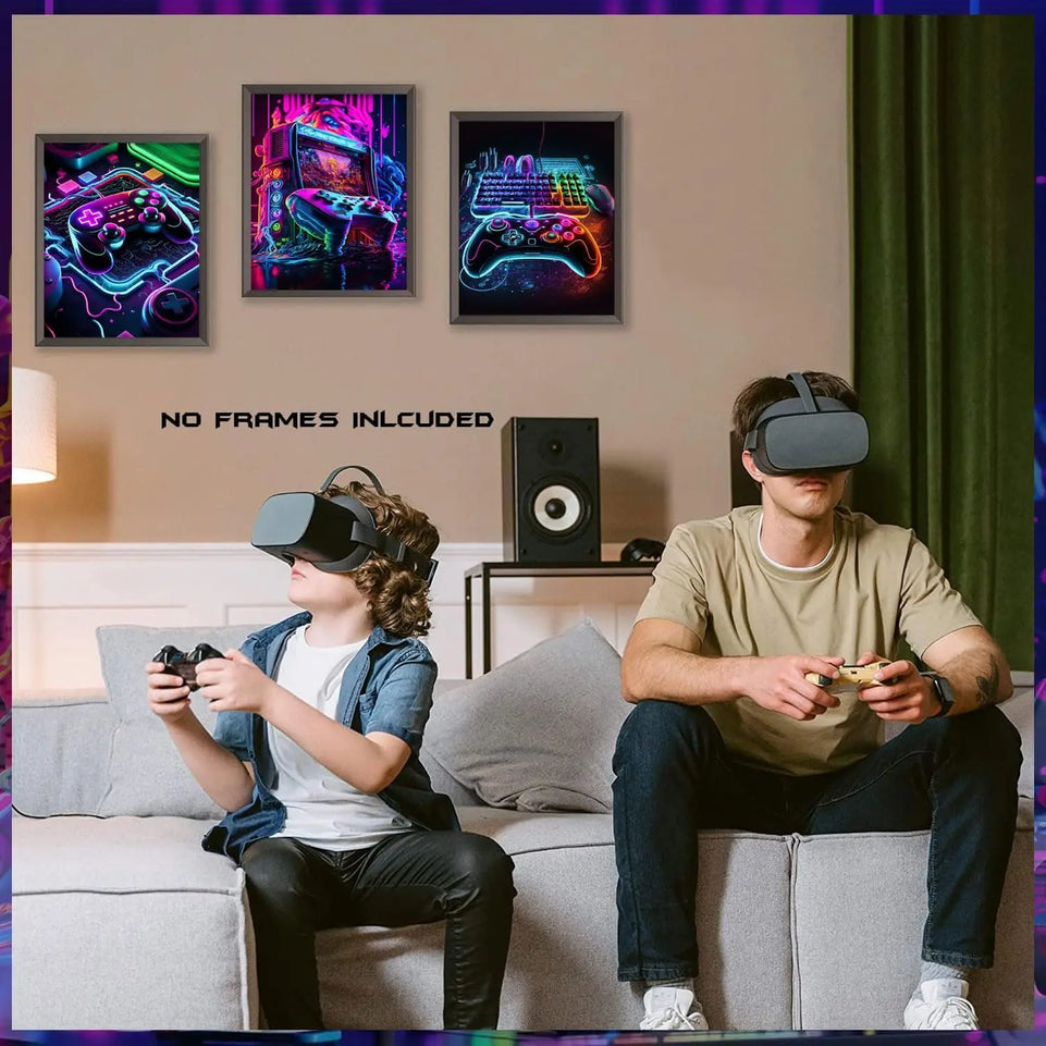 3pcs Game Room Decor Neon Gaming Posters Wall Art Gamer Accessories Theme Canvas Print Game Console Painting Picture for Children Youth Game Boys Bedroom Teen Wall Decor Unframed 12"x16"x3 https://www.amazon.com/dp/B0CPCHHKQD