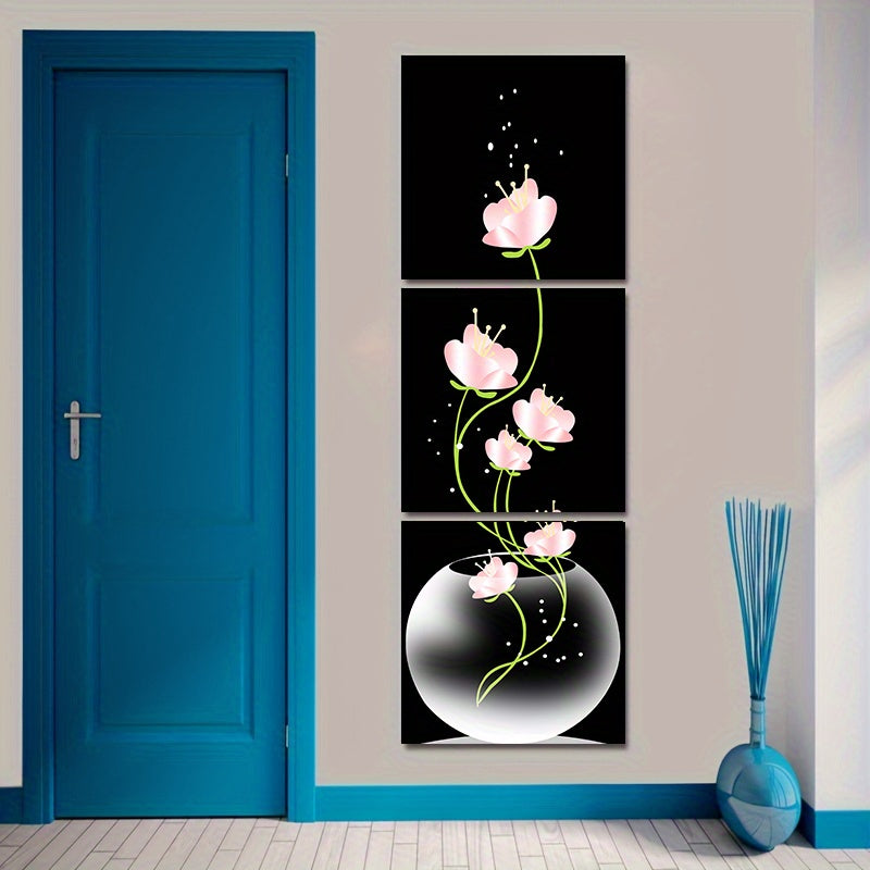 3pcs Pink Flower Square Canvas Prints Painting, Wall Art Picture For Living Room Entrance Home Decoration, No Frames https://www.temu.com/search_result.html?search_key=601099519805591