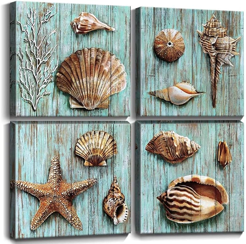 Bathroom Wall Art Beach Decor Ocean Sea Turtle Octopus Canvas Pictures Coastal Room Decor Teal Bathroom Accessories Vintage Whale Seahorse Poster Modern Nautical Painting Bedroom Home Decorations https://www.amazon.com/dp/B07HMJFDK3