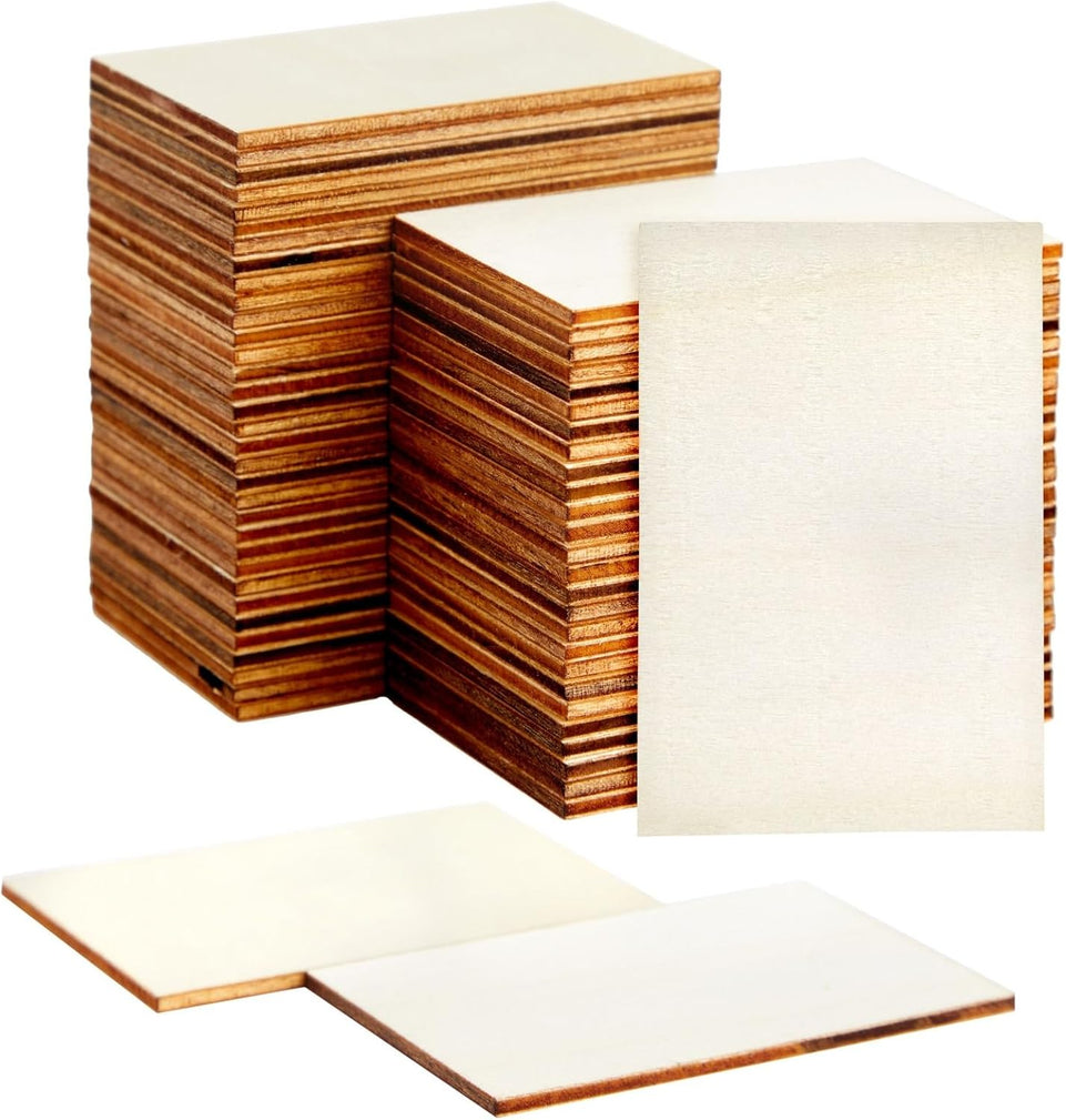 Bright Creations 60 Pack Unfinished Wood Rectangles for Crafts, 2x3 Wooden Pieces for Painting, DIY Projects, Decorations, Engravings https://www.amazon.com/dp/B07QVCFM8H