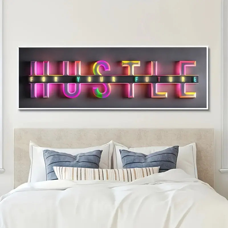 1pc Unframed Hustle For Your Future Painting, Creative Canvas Poster, Canvas Wall Art, Artwork Wall Painting For Gift, Bedroom, Office, Living Room, Cafe, Bar, Wall Decor, Home And Dormitory Decor June Wall Art