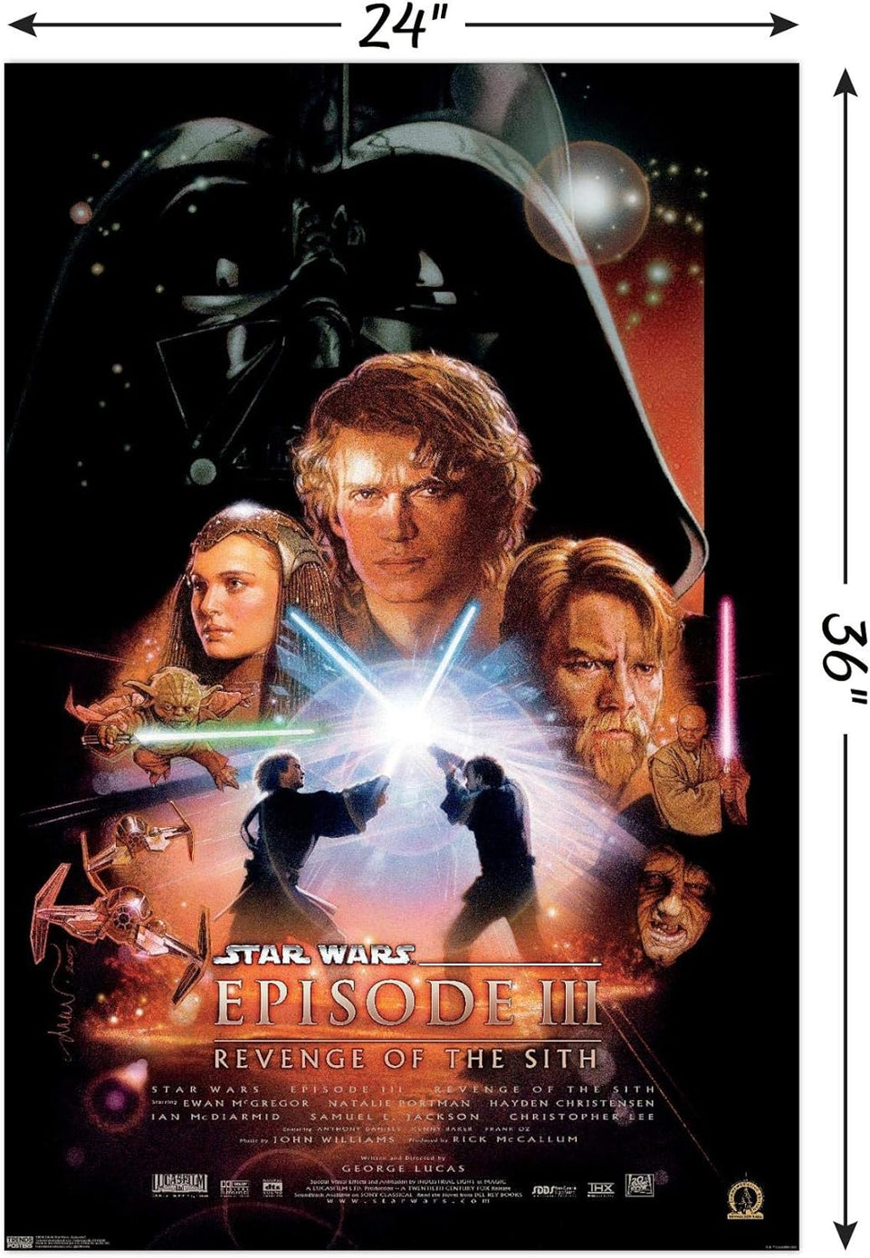 Trends International 24X36 Star Wars: Revenge of the Sith - One Sheet Wall Poster, 24.00" x 36.00", Unframed Version https://www.amazon.com/dp/B084TJZT31