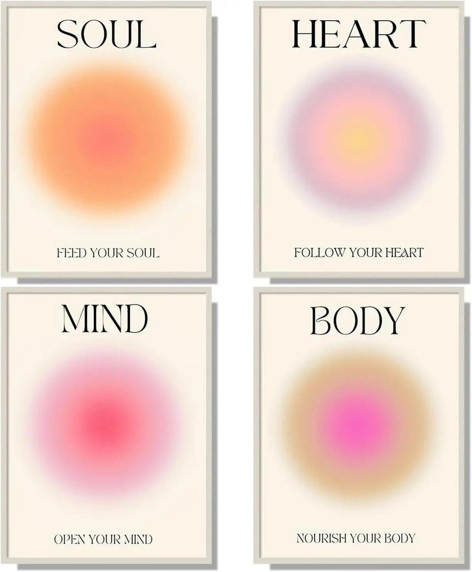 NCYEL 4 colorful abstract halo posters angel number positive energy inspirational language inspirational wall art bedroom girls room pink decoration living room bedroom apartment hotel dormitory 8x10 https://www.amazon.com/dp/B0BVLZQP2S