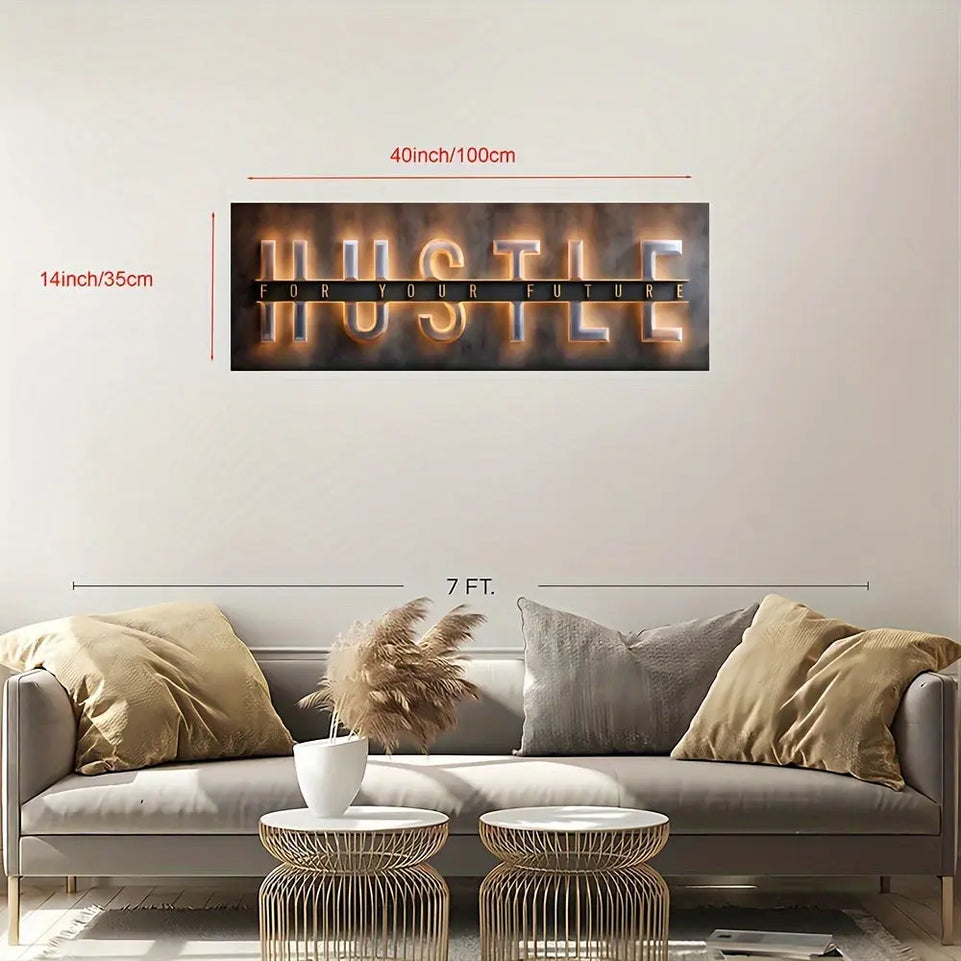 1pc Unframed Hustle For Your Future Painting, Creative Canvas Poster, Canvas Wall Art, Artwork Wall Painting For Gift, Bedroom, Office, Living Room, Cafe, Bar, Wall Decor, Home And Dormitory Decor June Wall Art
