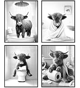 TWNSLLA Highland Cow Funny Bathroom Decor Wall Art,Bathroom Highland Cow Art Prints,Rustic Farmhouse Bathroom Wall Decor,Funny Bathroom Signs Animal Canvas Wall Art,UNFRAMED,8x10inchx4pcs https://www.amazon.com/dp/B0D2CRRJBZ