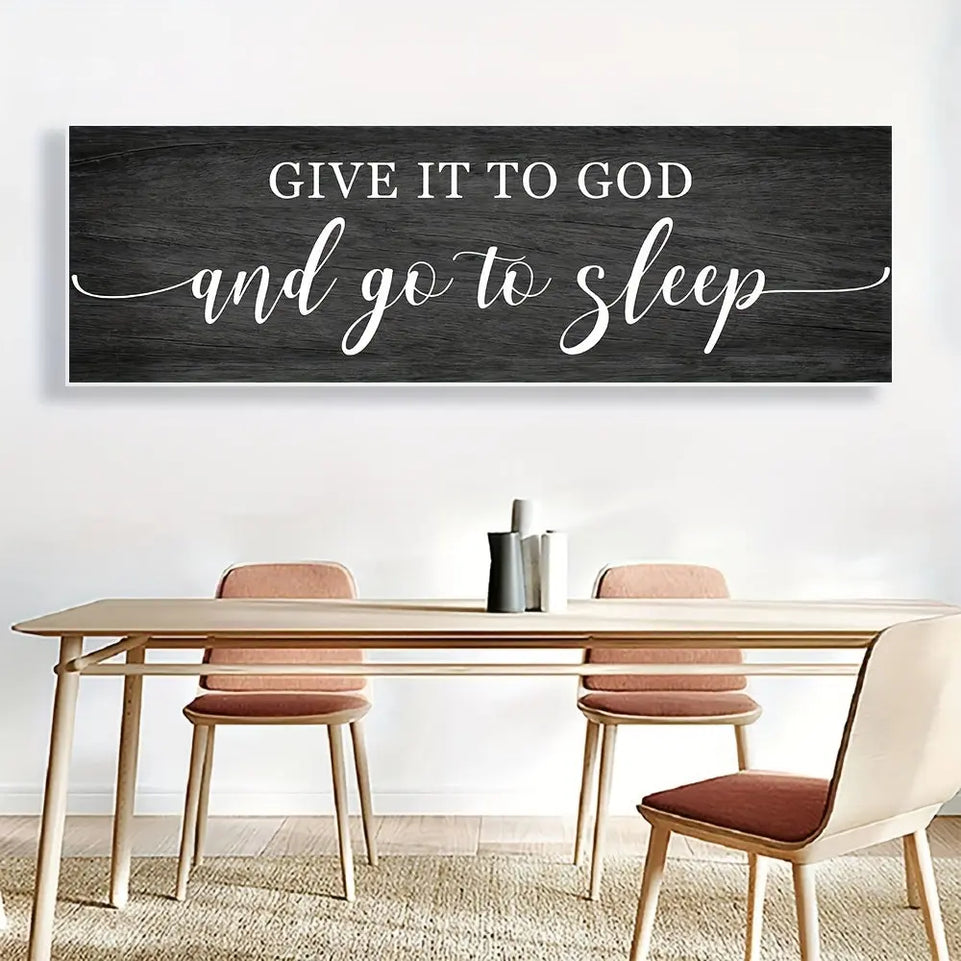 1pc Modern Grey Black Line Art Wall Poster Give It To God And Go To Sleep Scripture Canvas Painting Wall Art Bedroom Kitchen Decor June Wall Art