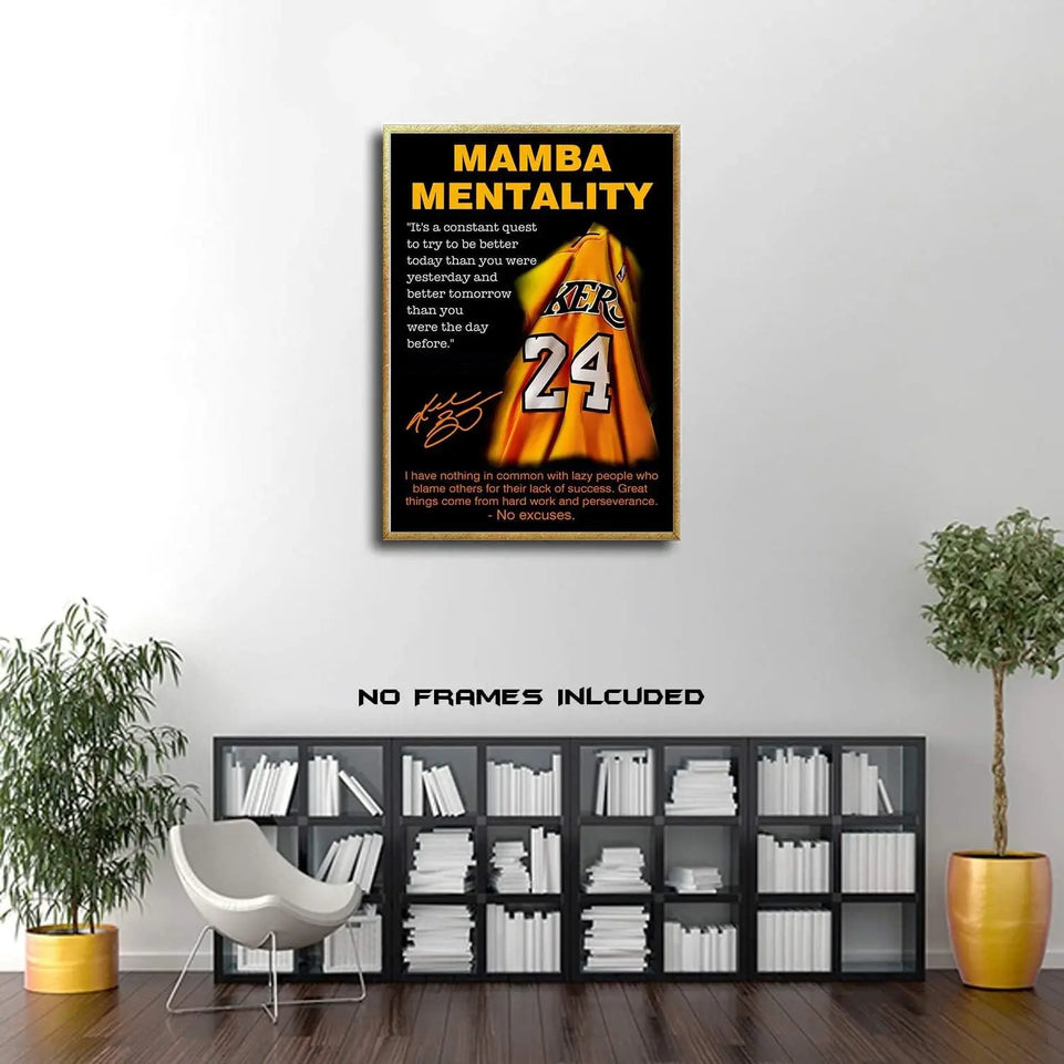 Black Mamba Inspirational Quotes Poster, Black Mamba Mentality Wall Art Decor, Jersey Canvas Art Poster for Man Cave Boys Room Office Decor, A Gift for Dear Basketball Fans, 16"x24" - Unframed https://www.amazon.com/dp/B0B885K1X8