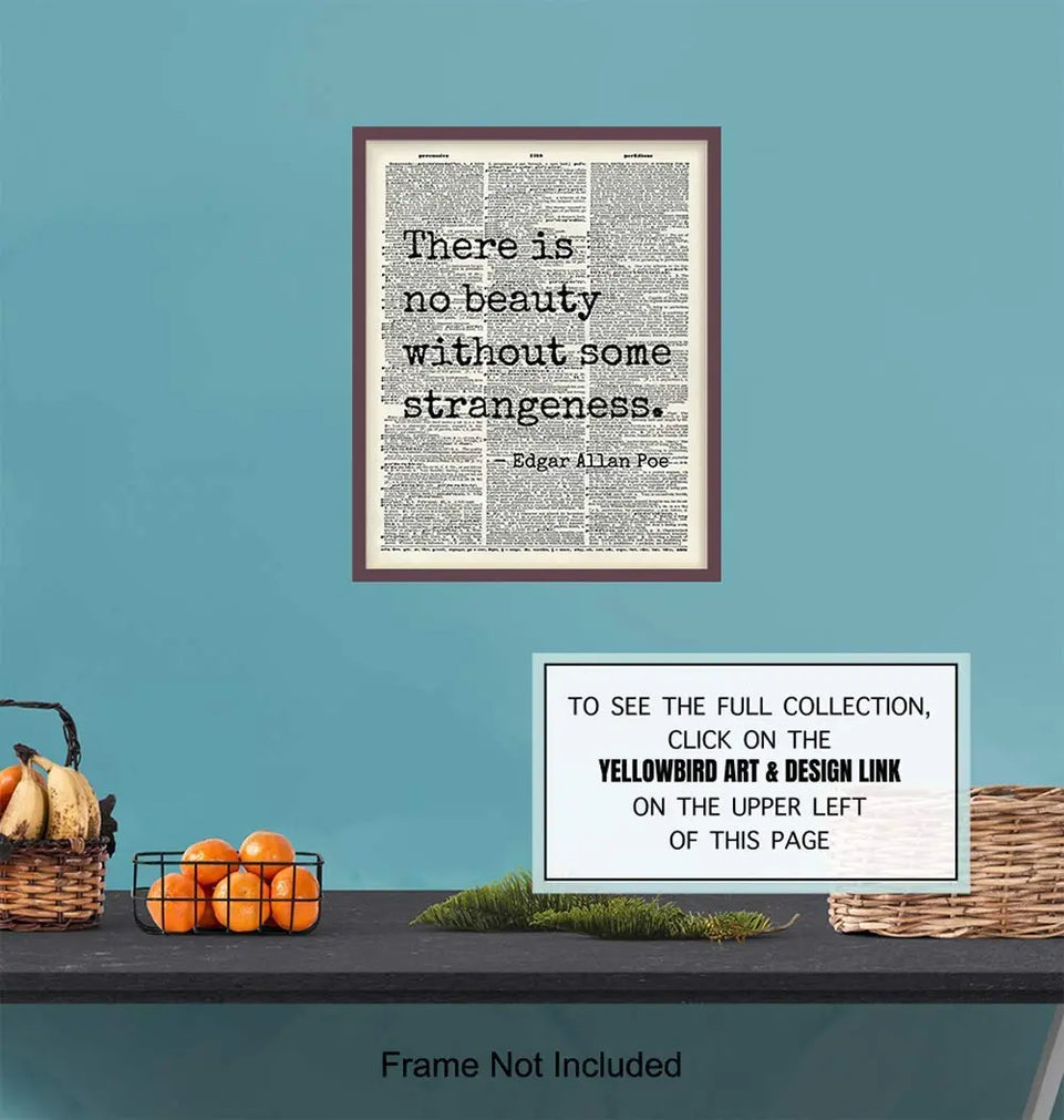 Edgar Allan Poe Quote 8x10 Dictionary Art Wall Decor Picture - Upcycled Vintage Retro Decoration for Home, Office, Apartment, Living Room, Bedroom, Bathroom - Gift for Poetry Fans https://www.amazon.com/dp/B07ZD4P926