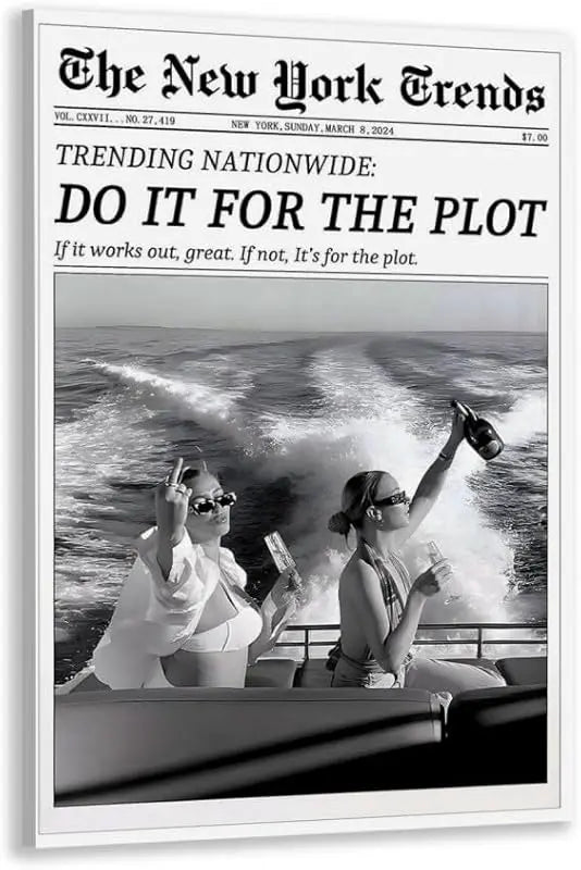 Newspaper Wall Art Canvas Prints Vintage Black and White Better Late Than Ugly Decor Poster Funky Feminist Posters Trendy College Wall Decor for Girly Dorm Room Bathroom Wall Decor 8x12inch Unframed https://www.amazon.com/dp/B0DHYCHY7C