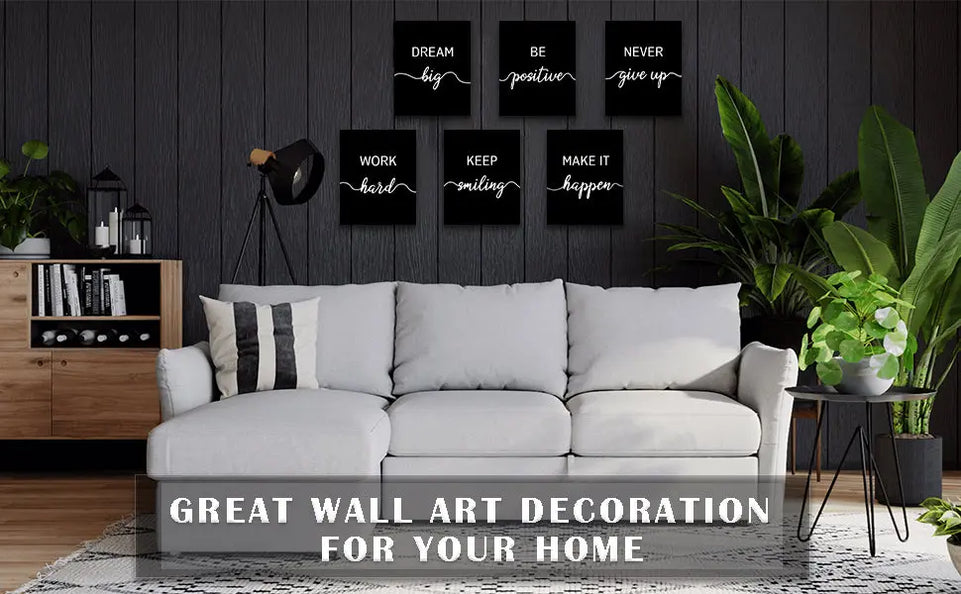 Drsoum Motivational Wall Decor Inspirational Office Wall Art Black Quotes Wall Art for Living Room Encouraging Canvas Posters for Office Bedroom Sayings for Wall Decor - 8” x10” x6 PCS (Framed) https://www.amazon.com/dp/B0C6LPVLRF
