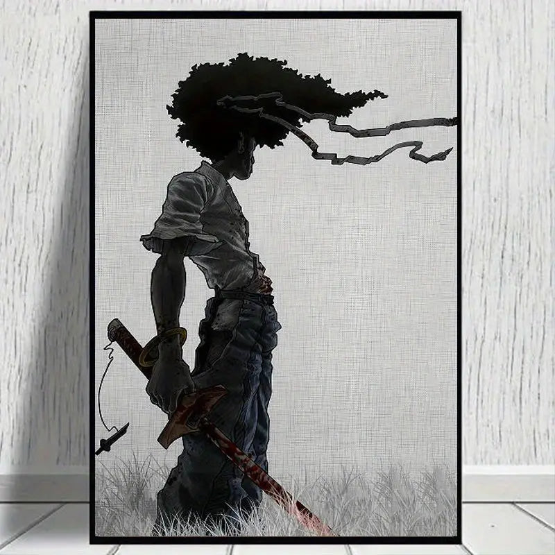 1pc African Samurai Anime Poster, Room Aesthetics Poster, Decoration Painting, Canvas Wall Art, Living Room Poster, Bedroom Painting, Home Decor, Frameless June Wall Art