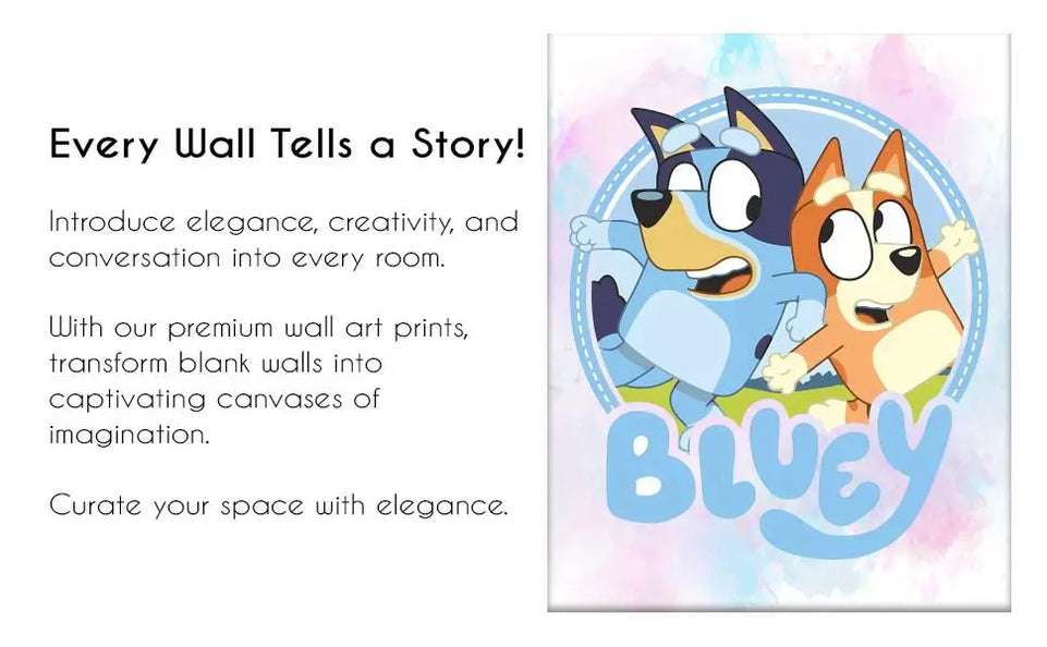 BigWig Prints Bluey Poster - Bluey Room Decor, Posters for Boys Room, Kids Wall Art for Bedroom, Toddler Wall Art, Cartoon Artwork for Nursery Decor, Kids Cartoon Prints - Set of 6 (8x10”) Unframed https://www.amazon.com/dp/B0CMDGDXH7