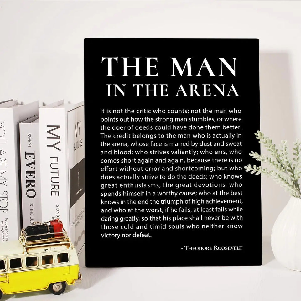 Inspirational Canvas Wall Art Motivational the Man in the Arena Quote Canvas Print Positive Speech Quotes Canvas Painting Office Home Wall Decor Framed Gift 12x15 Inches (Black) https://www.amazon.com/dp/B0CSSQS6WZ