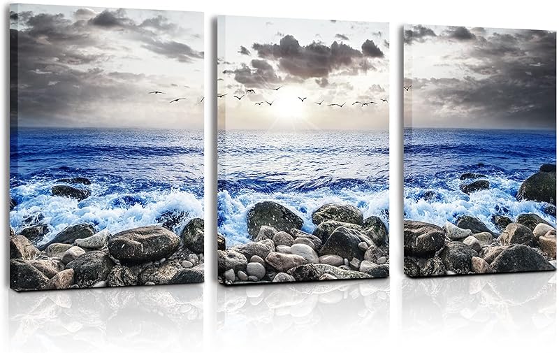 SERIMINO 3 Piece Lotus Flower Canvas Wall Art for Living Room White and Indigo Blue Floral Picture Wall Decor for Dining Room Bedroom Bathroom Kitchen Print Painting for Home Decorations https://www.amazon.com/dp/B08VP27GL7