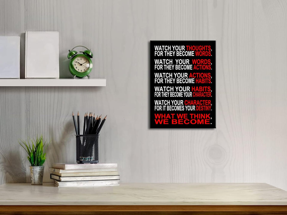 Pyradecor Watch Your Thoughts Motivational Classroom Poster Modern Canvas Prints Wall Art Paintings Ready to Hang for Office Living Room Home Decorations Stretched Pictures Artwork https://www.amazon.com/dp/B076PKMR4S