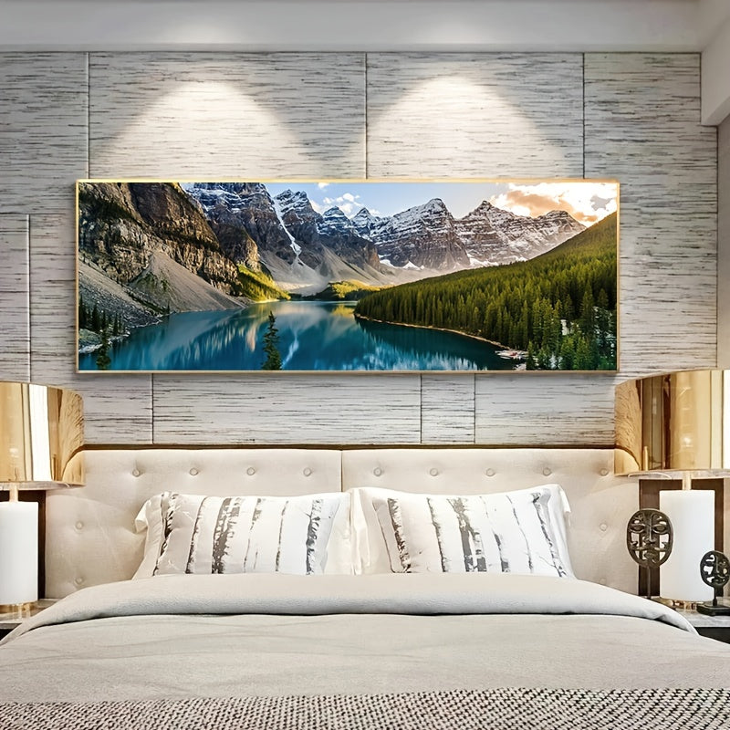1pc Canvas Painting, Lake Forest Mountain Scenery Painting, Wall Art Decor, For Living Room, Bedroom, No Frame, 19.68*59.05inch https://www.temu.com/search_result.html?search_key=601099513947539
