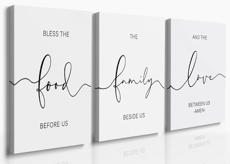 GUBIYU Home Family Wall Decor, Set of 3 Inspirational Canvas Prints Black and White Framed Canvas Art Paintings Wood Wall Decoration for Dining Room Bedroom Living Room 12"x16" https://www.amazon.com/dp/B09X196N64