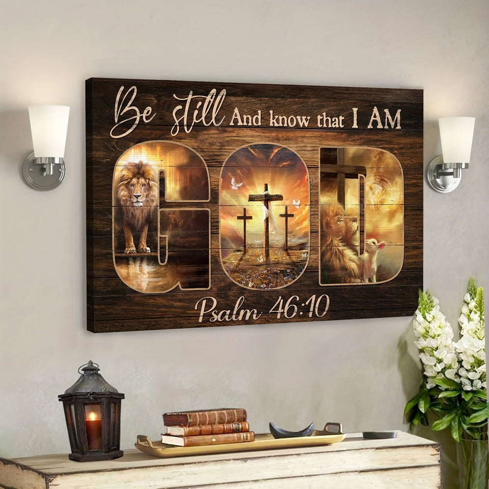 1pc Framed Vintage Religious Canvas Art, "Be Still and Know That I Am" Jesus & Cross Design, Psalm 46:10, Self-Adhesive Fabric Wall Decor, Fantasy Theme, Reusable, Flower Pattern, Rectangle Shape https://www.temu.com/search_result.html?search_key=601099518201198