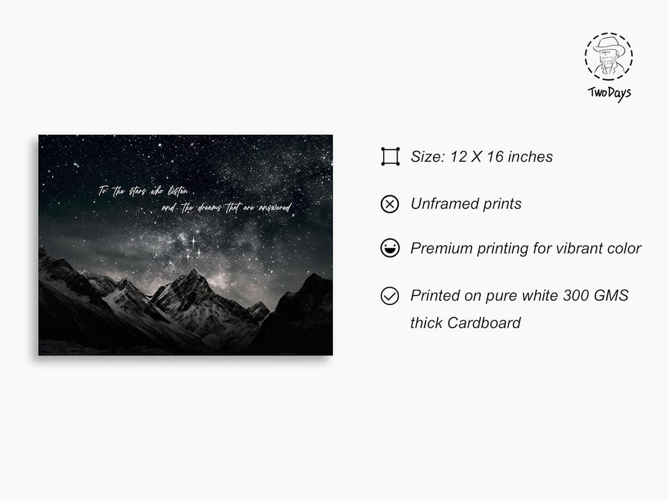 TwoDays Fantasy Books Merchandise Room Decor, To The Stars Who Listen Wall Art Prints For Bookish Gifts, City Of Starlight Poster For Library.(12" X 16", UNFRAMED) https://www.amazon.com/dp/B0CM6F3Z8L