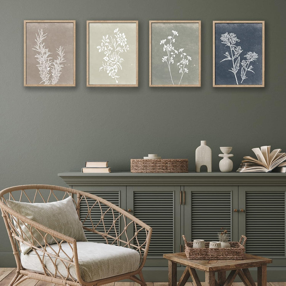 Framed Boho Wall Art Set of 4 for Wooded Minimalist Botanical Print Wall Art for Rustic Vintage Farmhouse Home Kitchen Wall Decor (Brown, 11x14) https://www.amazon.com/dp/B0BS9RNJDX