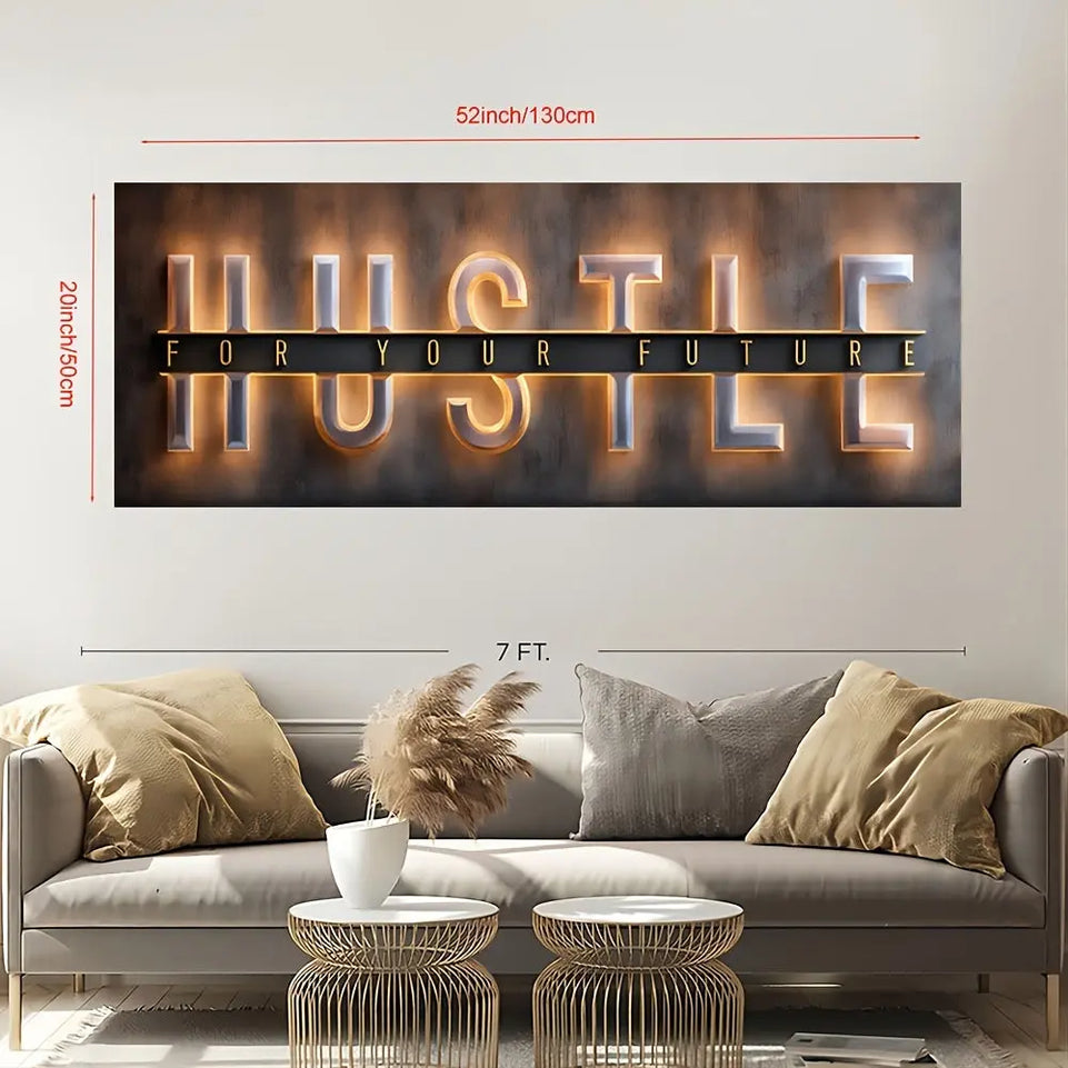 1pc Unframed Hustle For Your Future Painting, Creative Canvas Poster, Canvas Wall Art, Artwork Wall Painting For Gift, Bedroom, Office, Living Room, Cafe, Bar, Wall Decor, Home And Dormitory Decor June Wall Art