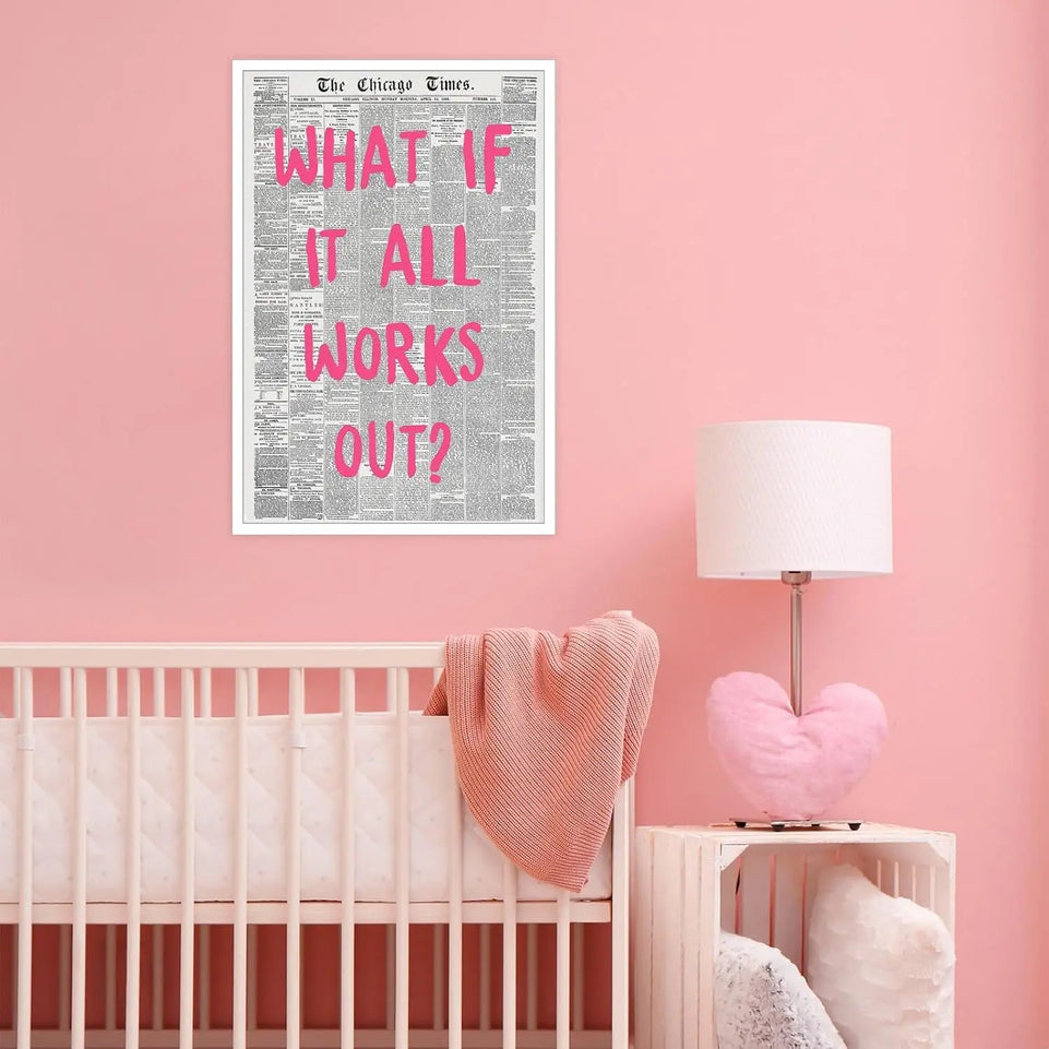 Liyark Retro Trendy Newspaper Canvas Wall Art What If All Works Out Poster Black And White Wall Art Positive Affirmation Quote Wall Art Pink Font Wall Decor Minimalist Home Decor 12x16in Unframed https://www.amazon.com/dp/B0D14VNYMR