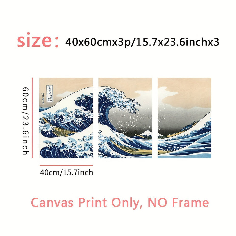 3pcs The Wave of Kanagawa - Famous Painting Print for Living Room and Office Decoration https://www.temu.com/search_result.html?search_key=601099514190401