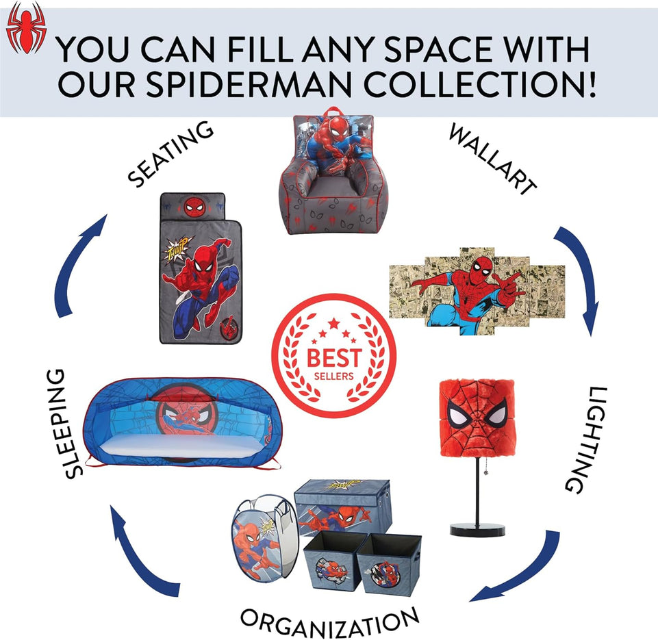 Idea Nuova Spider-Man LED Canvas Wall Art, Children's Home Décor, Bedroom, Spiderman / Blue, 11.50" x 15.75" https://www.amazon.com/dp/B017EPF34G