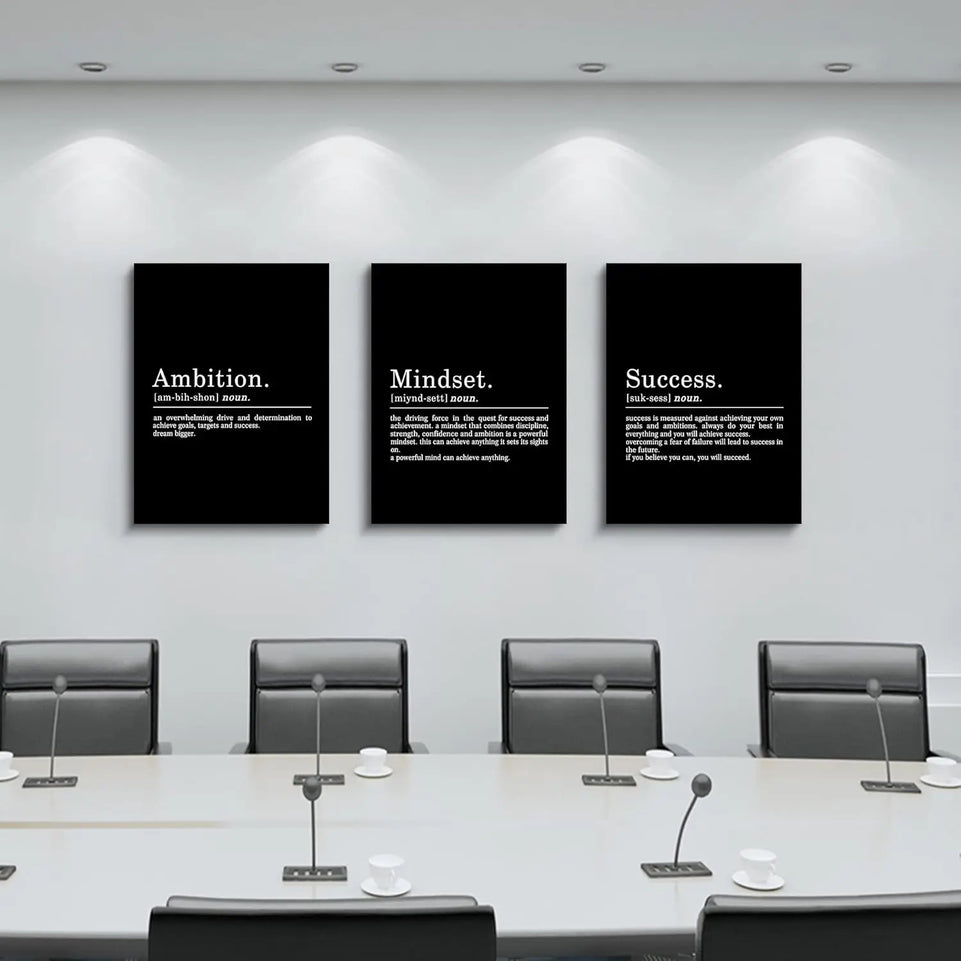 Inspirational Canvas Painting Wall Art -EPHANY ART,Mindset Quotes Prints, Success Framed Entrepreneur Poster Positive Quotes Wall Poster for Home Office Workplace (M-3pcs,12x16inchx3pcs) https://www.amazon.com/dp/B0B3J9L4QY