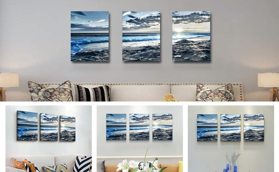 Lapremoly Canvas Wall Art For Living Room Farmhouse Wall Decor For Bedroom Office Wall Decoration Blue Beach Wall Painting Ocean Sea Wave Pictures Poster Print Artwork Room Home Walls Decor 3 Piece https://www.amazon.com/dp/B0BKZXPF6N