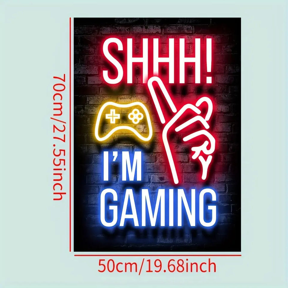 1pc Neon Game Poster - Vibrant Canvas Painting for Electronic Sports Room, Game Hall, and Boys' Bedroom - Perfect Wall Decor for Gamers June Wall Art