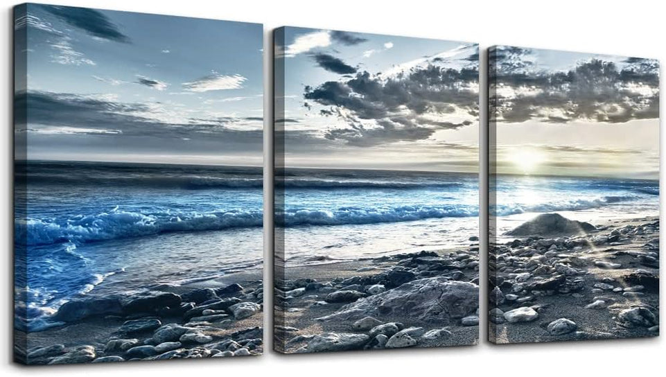 Lapremoly Canvas Wall Art For Living Room Farmhouse Wall Decor For Bedroom Office Wall Decoration Blue Beach Wall Painting Ocean Sea Wave Pictures Poster Print Artwork Room Home Walls Decor 3 Piece https://www.amazon.com/dp/B0BKZXPF6N