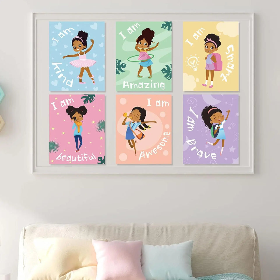 Outus 9 Pieces Black Girl Wall Decor for Girls Room Inspirational Quote African American Wall Art Motivational Saying Wall Decor for International Women's Day Girl Kids Bedroom Gift https://www.amazon.com/dp/B092MGT7DD